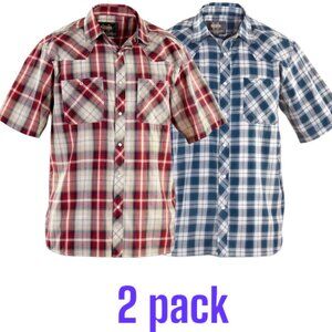 Men's Western Shirt-2 PACK-Snap Pocket-Rodeo-Plaid NWT